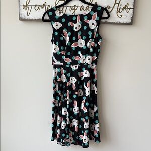 NWOT Black Dress with Bunny Print